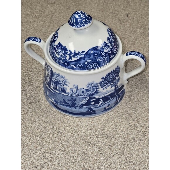 Spode Blue Italian pattern sugar bowl with a lid - Picture 4 of 4